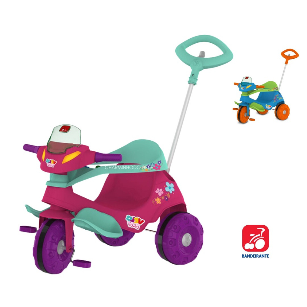 Triciclo Infantil Bandeirante Velobaby de Pedal com Empurrador