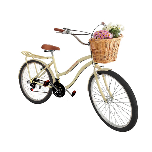 Bicicleta Aro 26 Retr Vintage 18 marchas Vime Bagageiro Beg em