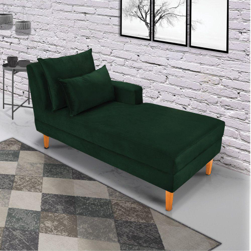 Divã Chaise Chloe 160cm Verde Esmeralda Castanho em Promoção na Americanas