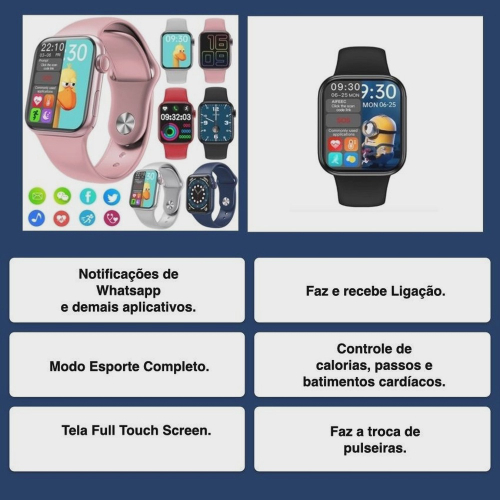 Relógio Smartwatch P80 Original App Da Fit + Tela Touch + 02 Pulseiras +  Envio Imediato - Conecta em em Promoção na Americanas