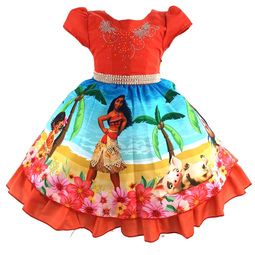 Vestido Moana Baby Aniversário Temático Infantil + Tiara