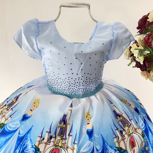 Vestido Princesa Cinderela Aniversário Azul 4 ao 10 em Promoção na  Americanas