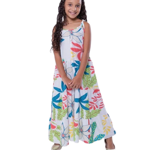 Vestido infantil longo store estampado