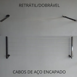 Varal Alumínio Articulado 60kg Parede Muro 5cordas Preto Menor preço em Varal Alumínio Articulado 60kg Parede Muro 5cordas Preto