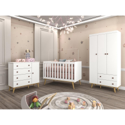 Quarto Bebe Retro Completo Camila c/ Berço Guarda Roupa 3 Portas Cômoda Branco/Bétula Carolina Baby Menor preço em Quarto Bebe Retro Completo Camila c/ Berço Guarda Roupa 3 Portas Cômoda Branco/Bétula Carolina Baby