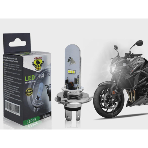 Lampada Farol Led H Strobo Moto K Super Branca Stallion Em