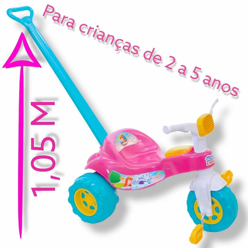 Triciclo Motoca Velotrol Infantil Velocípede Com Empurrador Tico