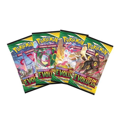 Pacote Cartas Pokémon Booster 6 Cartas Espada Escudo Céus em Evolução