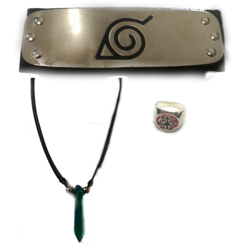 Kit Bandana Naruto aldeia da folha Renegada E Colar Naruto Tsunade