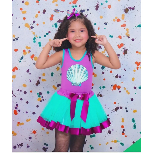 Roupa Fantasia Sereia Mesversario C Tiara Ariel Bebe Menina