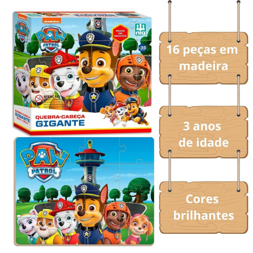 Brinquedo Infantil Quebra-Cabeça Educativo Para Criança Madeira  Reflorestada Patrulha Canina Xalingo - Baby&Kids