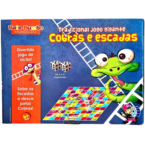 Jogo de tabuleiro Cobras e escadas Tabuadas do 6, 7, 8 e 9