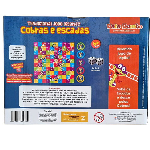 Jogo Cobras e escadas Gigante