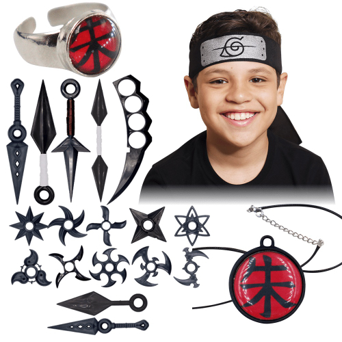 Mega Kit Naruto C/ Manto Akatsuki + 20 Itens Cosplay Geek