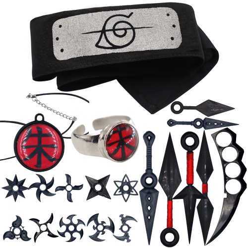 Kit 2 Colares Cordão Naruto Akatsuki Nuvem Vermelha Bandana