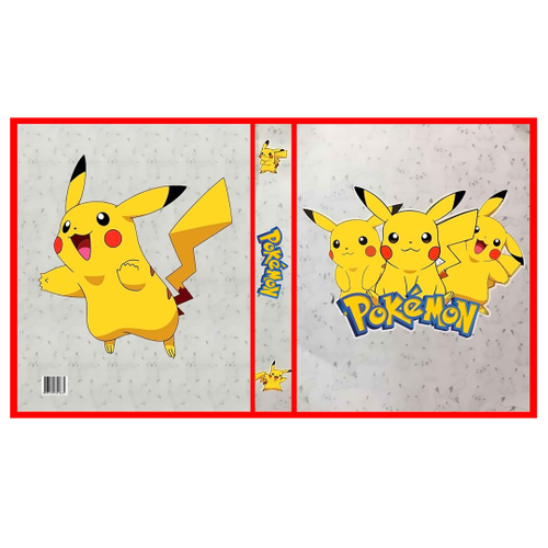 Fichário Pasta Álbum Pokemon Pikachu Fofo Xadrez Capa Dura