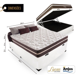 Cama Box Com Baú Viúva + Colchão De Molas - Anjos - Classic Superlastic 128x188x64cm Branco Menor preço em Cama Box Com Baú Viúva + Colchão De Molas - Anjos - Classic Superlastic 128x188x64cm Branco