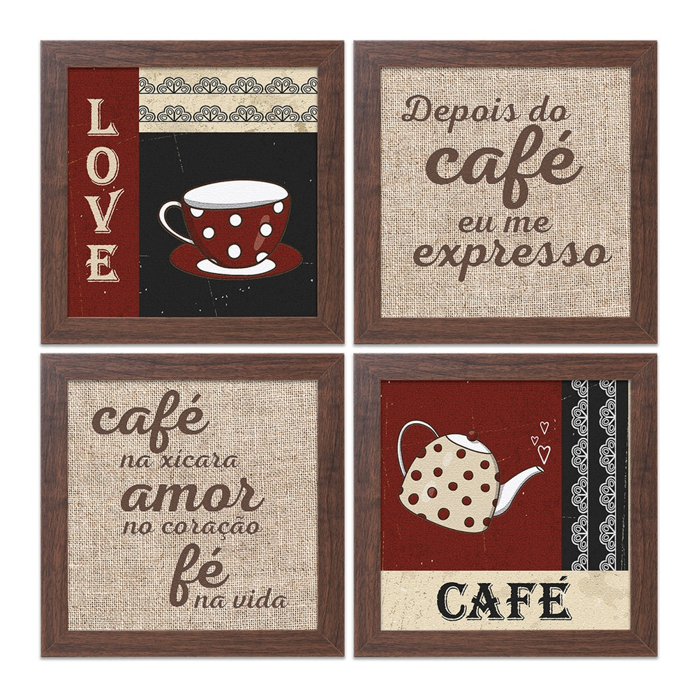 Kit 5 Quadros para Decoração Frases Café Cozinha Amor em Promoção na  Americanas