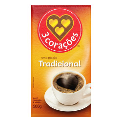 Café 3 Corações Tradicional Vácuo 500G Menor preço em Café 3 Corações Tradicional Vácuo 500G