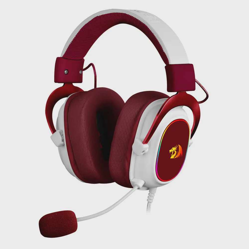 Headset Gamer Redragon Zeus X Rgb 71 Virtual Branco Com Vermelho P2 Com Microfone Pc E Consoles 8837