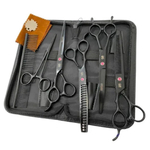 Kit 5 Tesoura Pet Preta Profissionais 7 Polegadas Banho Tosa