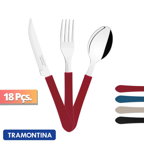 Kit Talheres Tramontina 6 Peças Colher, Garfo e Faca Vermelho 2