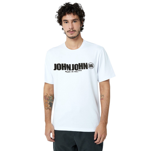 Camiseta John John Masculina Relaxed Crroked Branca no Shoptime