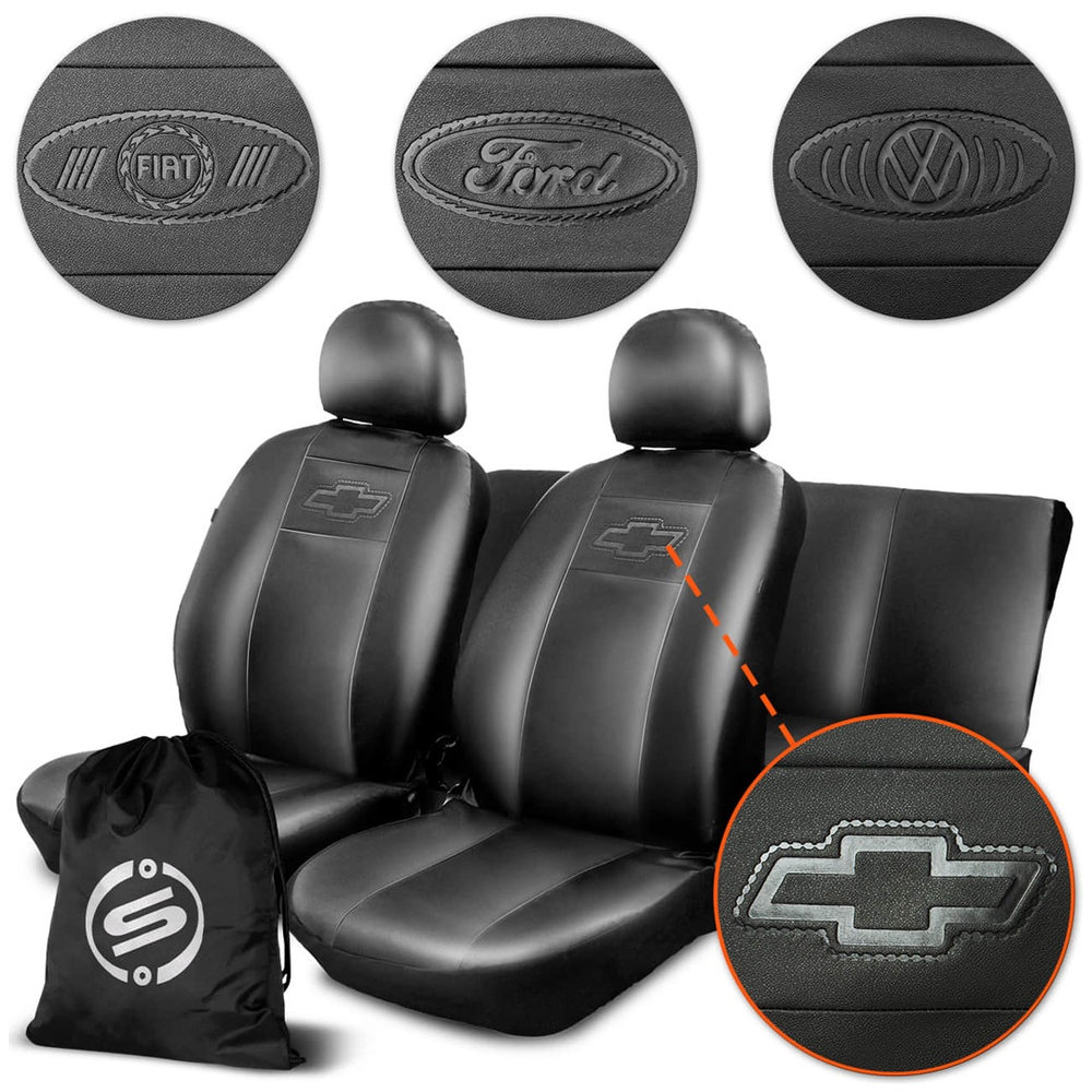 Leader Accessories Auto 2 Capas de couro pretas para assentos de