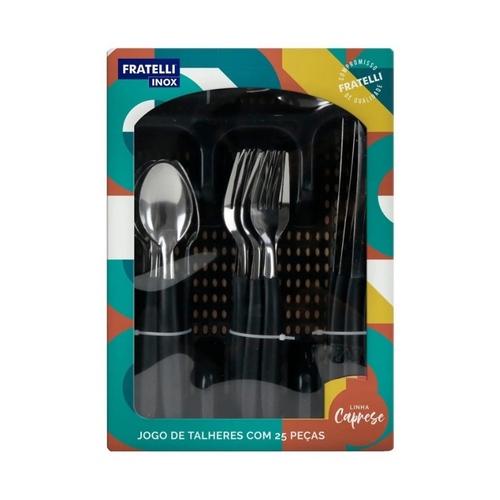 Conjunto Faqueiro 25 Pc Fratelli Caprese Preto em Promoção | Ofertas na ...