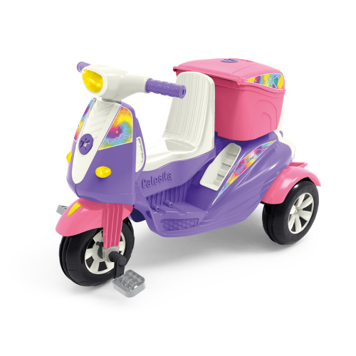 Triciclo Moto Infantil Uno Menina com Capacete de Brinquedo