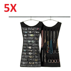Kit 5 cabide organizador de bijuterias porta joias de guarda roupa 2 em 1 para brincos, colares é boa?
