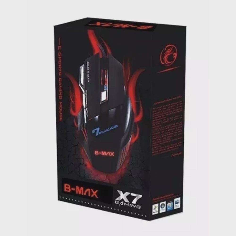 Mouse Gamer Profissional Bmax X7 Gaming Preto 7d / 2400dp No Shoptime