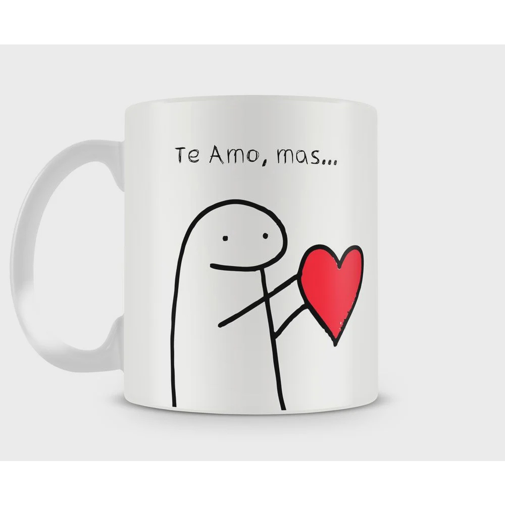 Caneca meme boneco palito te amo mas. no Shoptime