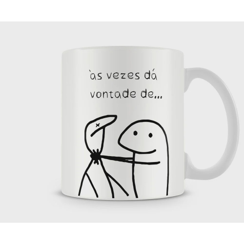 Caneca meme boneco palito te amo mas.