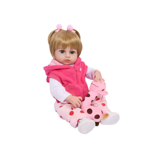 Boneca Bebê reborn menina 100% silicone pode dar banho criança presente  Original (Girafa Boneca 48cm)