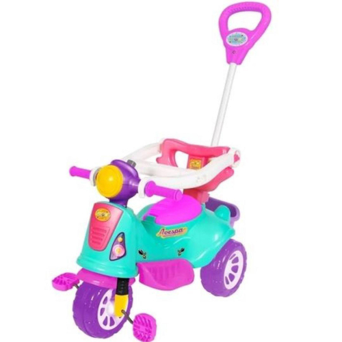 Motoca Infantil Triciclo Rosa com Empurrador