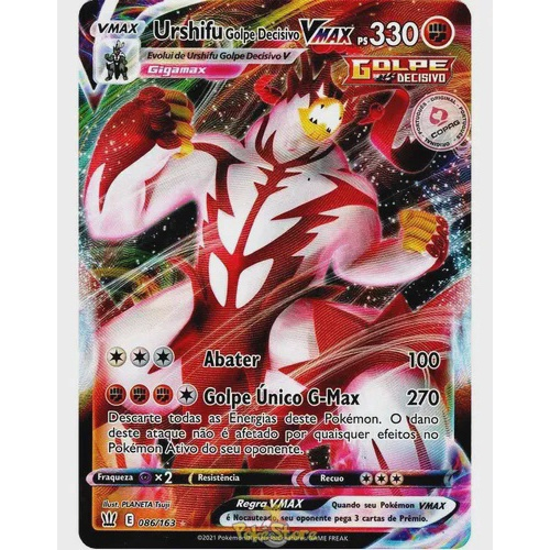 Carta Pokémon Urshifu vmax Vmax c/ Muita Vida Hp Alto + Brinde em