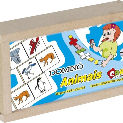 Jogo Educativo Pedagógico Infantil Dominó de Animais 28 Pçs