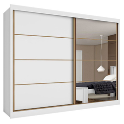 Guarda-Roupa Casal Sevilha Espelhado 2 Portas e 6 Gavetas – Made Marcs - Branco acetinado Menor preço em Guarda-Roupa Casal Sevilha Espelhado 2 Portas e 6 Gavetas – Made Marcs - Branco acetinado