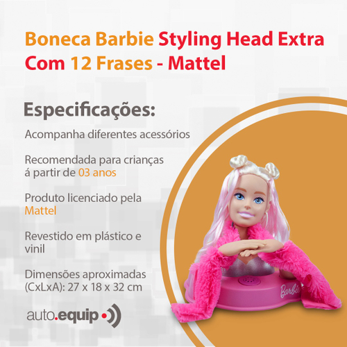 Boneca Infantil Barbie Para Pentear Com 12 Frases e Acessórios