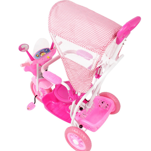 Triciclo Infantil com Haste Empurrador Pedal Motoca Velotrol 2 em 1  Brinqway BW-082RS Rosa - BEST SALE SHOP