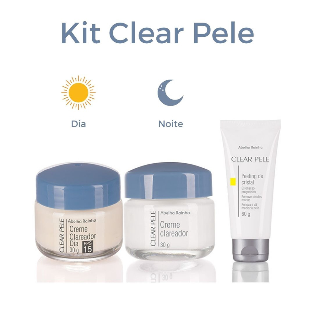 Kit 2 Creme Facial Clareador Dia Com FPS-15 Clear Pele Abelha Rainha 30g