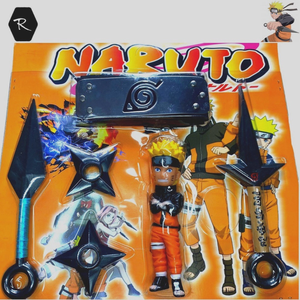 Kit Completo do Naruto Aldeia da Folha Vem Com Kunai Shuriken Bandana e Um  Boneco do Naruto no Shoptime