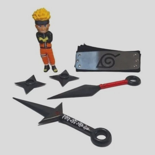 Kit Completo do Naruto Aldeia da Folha Vem Com Kunai Shuriken Bandana e Um  Boneco do Naruto no Shoptime