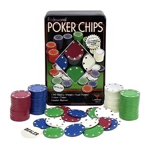 Brinquedo Jogo Texas Poker Set Lata com 200 fichas e 2 Baralhos