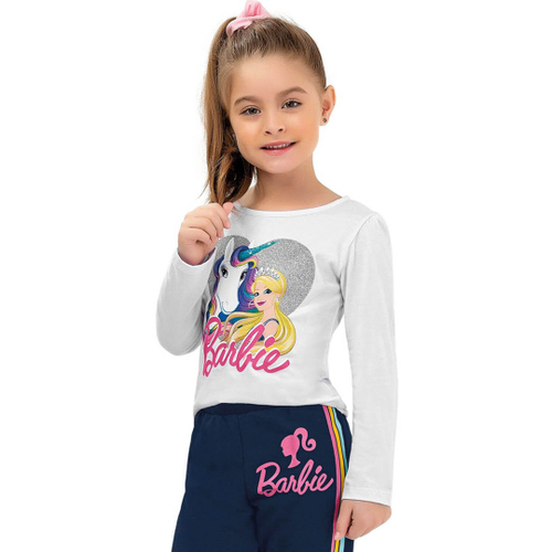 Conjunto Infantil Fakini Barbie Feminino - Branco