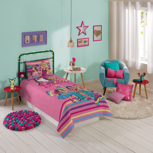 Jogo de Cama Lençol Solteiro Infantil Menina Barbie Reinos Mágicos 2 Peças  Lepper em Promoção na Americanas