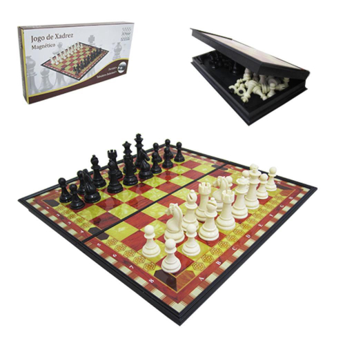 Jogo De Xadrez Magnético 25 X 25 Cm - Chess - Jogo de Dominó, Dama