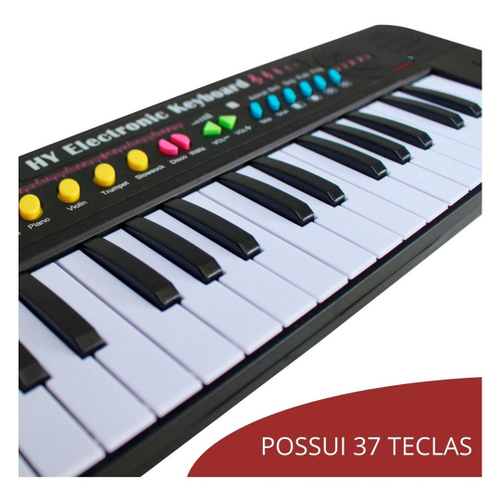 Brinquedo Musical Teclado Infantil Piano 37 Teclas Microfone no Shoptime