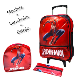 Mochila Escolar Infantil Com Rodinha + Lancheira + estojo - Homem Aranha (Kit) Menor preço em Mochila Escolar Infantil Com Rodinha + Lancheira + estojo - Homem Aranha (Kit)